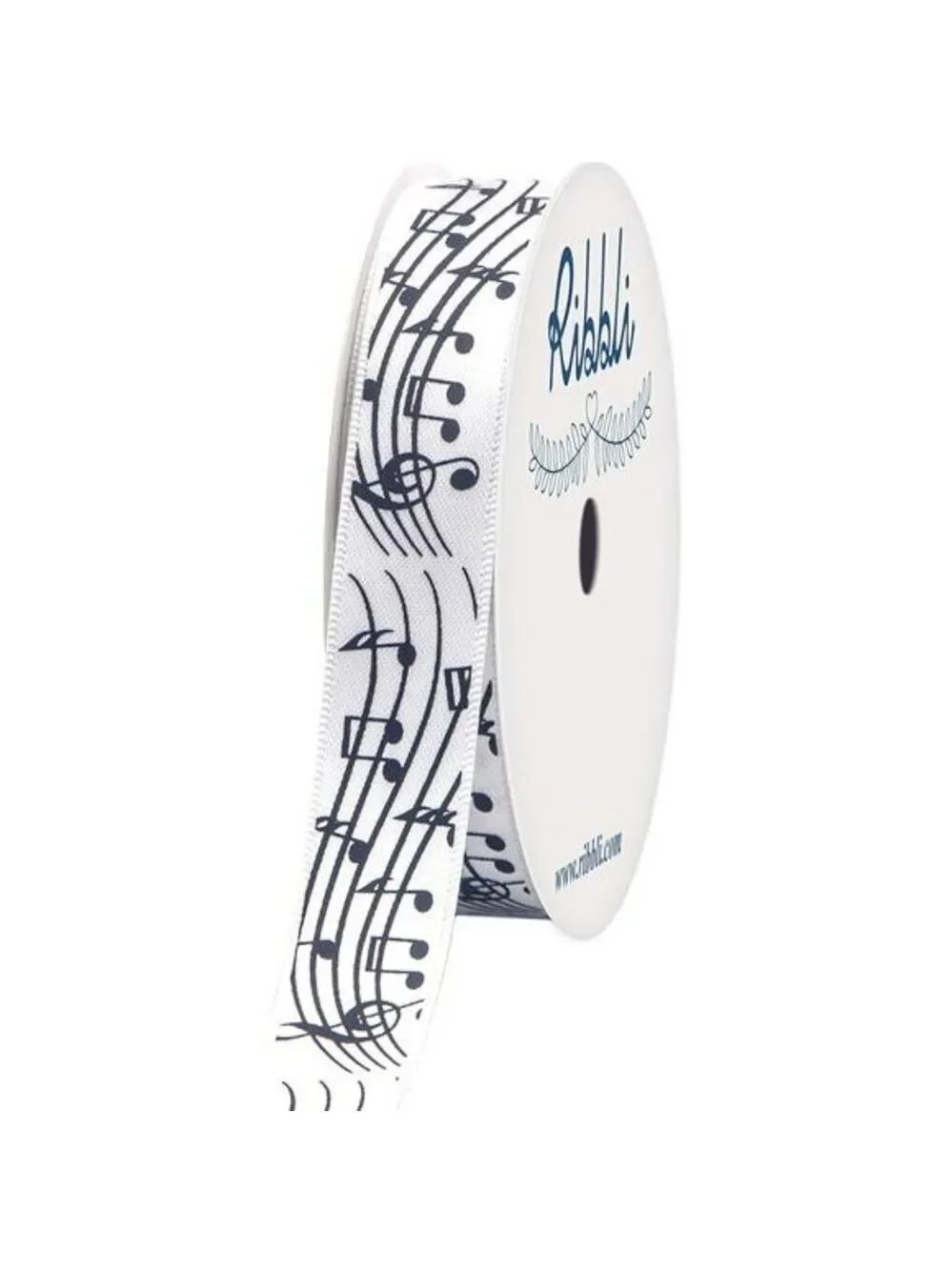 White Black Musical Notes Satin Ribbon 5 8 Inch x 10 Yards for Crafts Wrapping